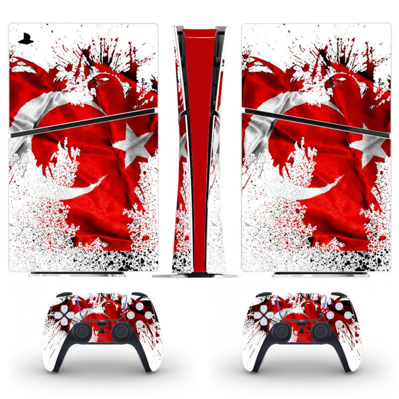 Blood Splatter With Turkey Flag PS5 Slim Skin Sticker