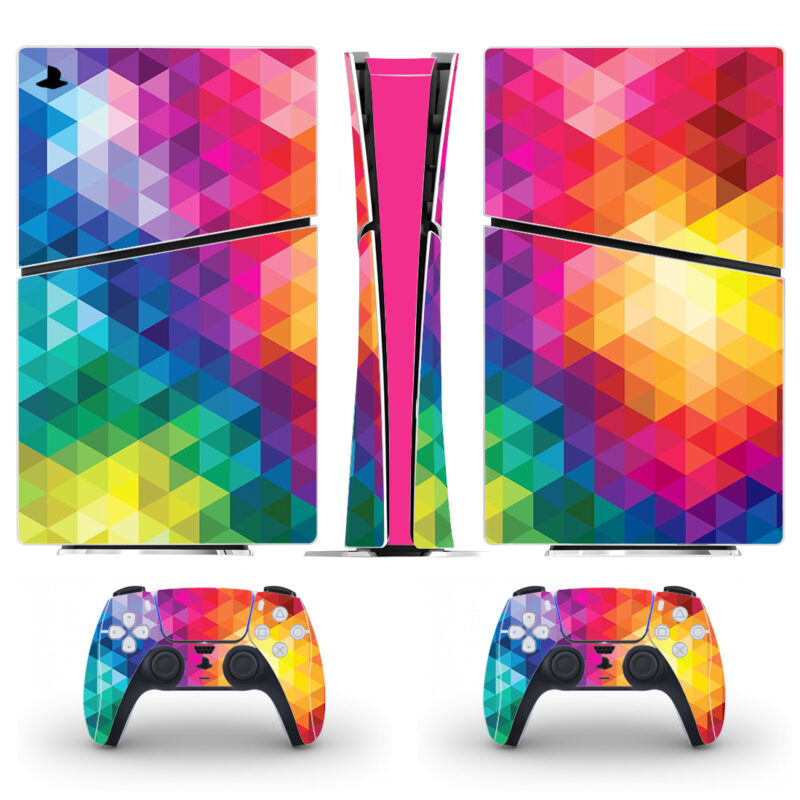 Colorful Triangle Pattern PS5 Slim Skin Sticker