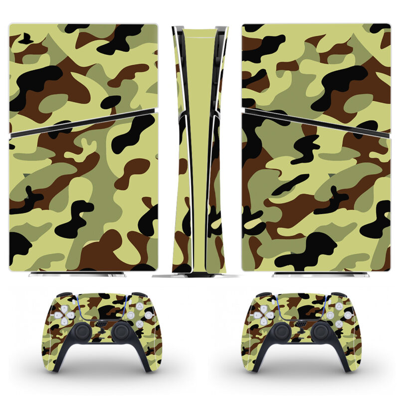 Brown Camouflage Pattern PS5 Slim Skin Sticker