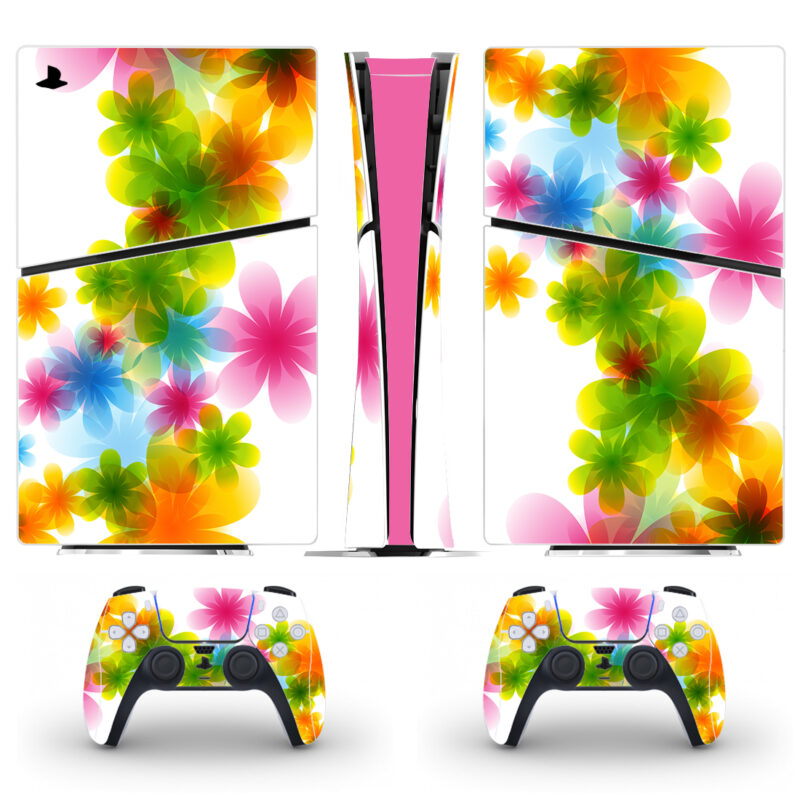 Dream Spring Flowers Pattern PS5 Slim Skin Sticker
