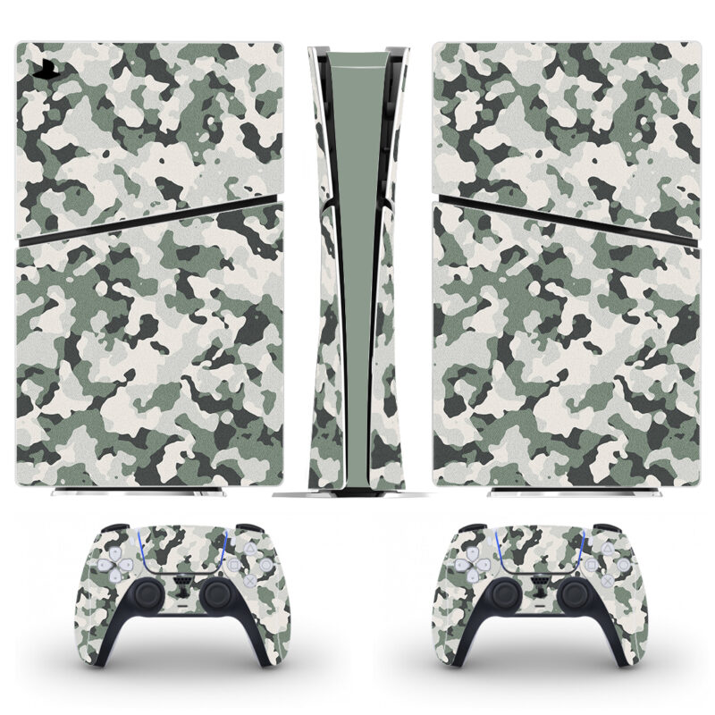 Military Winter Camouflage Fabric Pattern PS5 Slim Skin Sticker