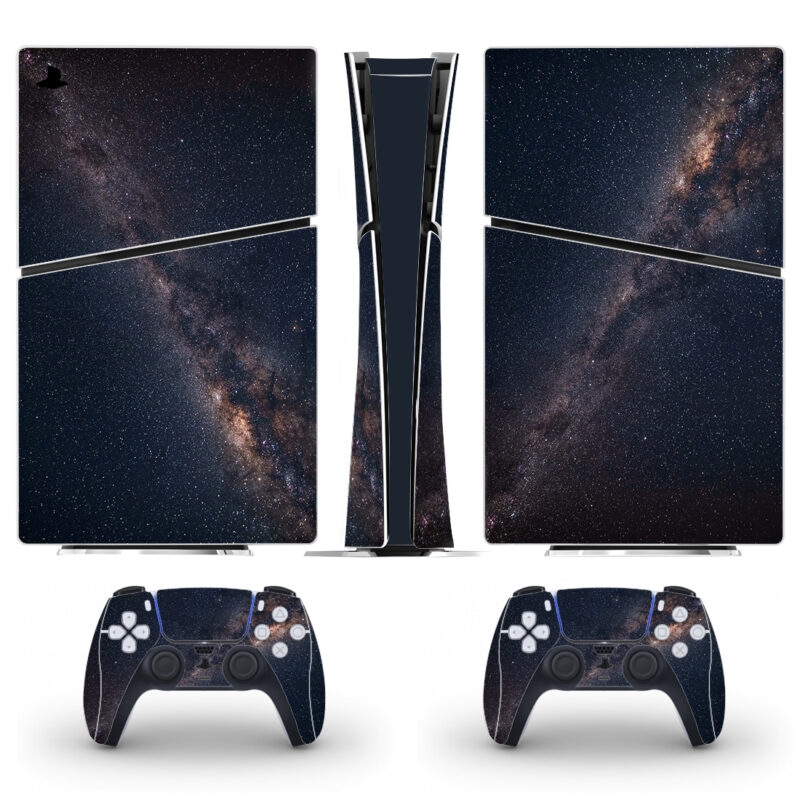 Dark Milky Way Galaxy On Starry Night Sky PS5 Slim Skin Sticker