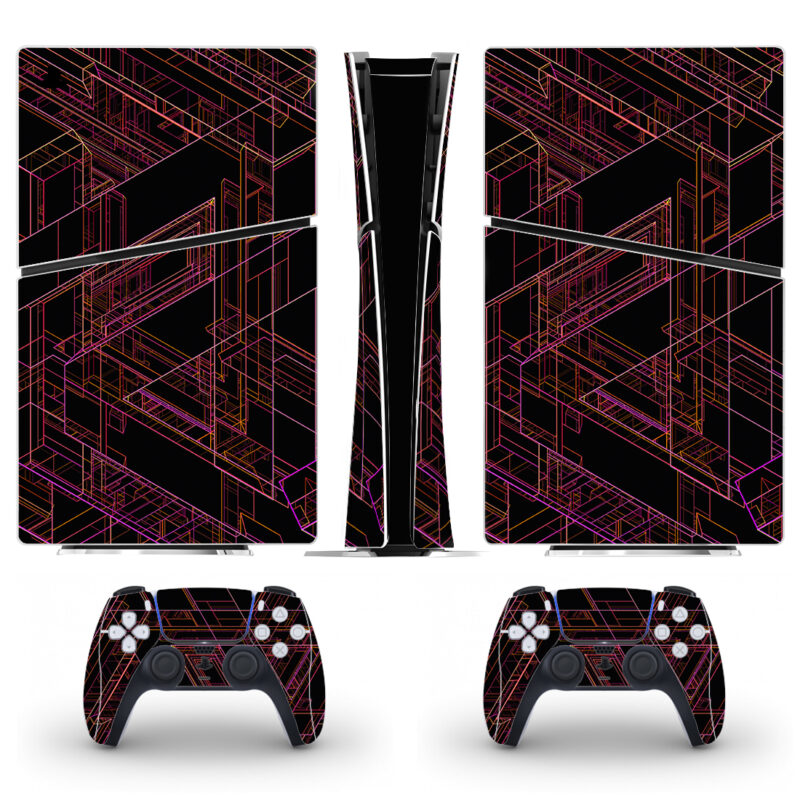 Abstract Verge Xr Neon Lines PS5 Slim Skin Sticker