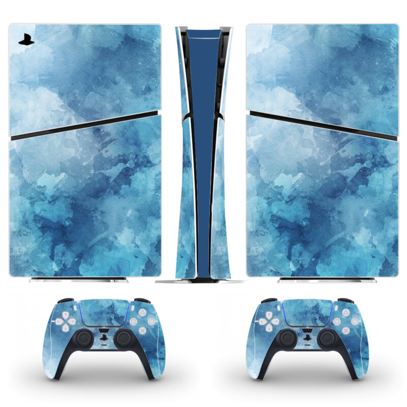 Abstract Blue Watercolor Painting PS5 Slim Skin Sticker