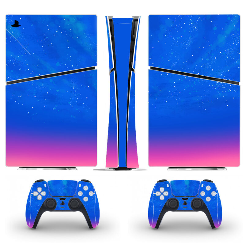 Blue With Pink Gradient With Stars PS5 Slim Skin Sticker