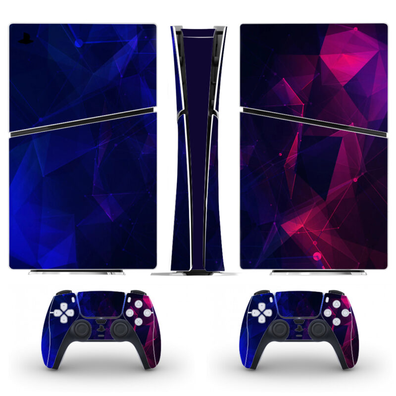 Abstract Blue With Pink Geometric Lines PS5 Slim Skin Sticker