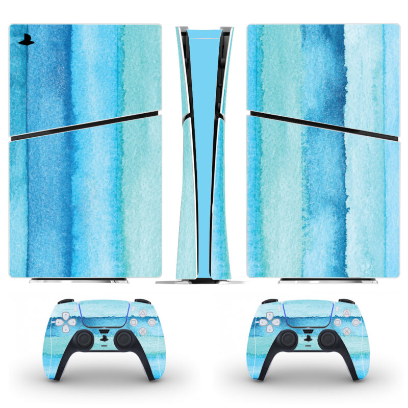 Blue Watercolor Painting PS5 Slim Skin Sticker