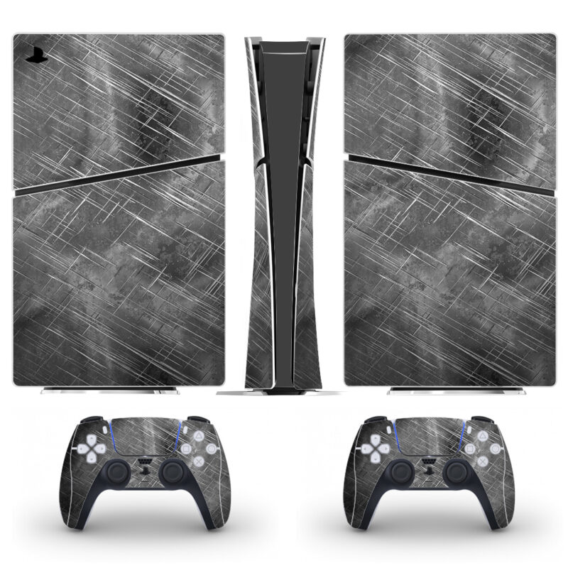 Metal Texture With Scratches PS5 Slim Skin Sticker Decal