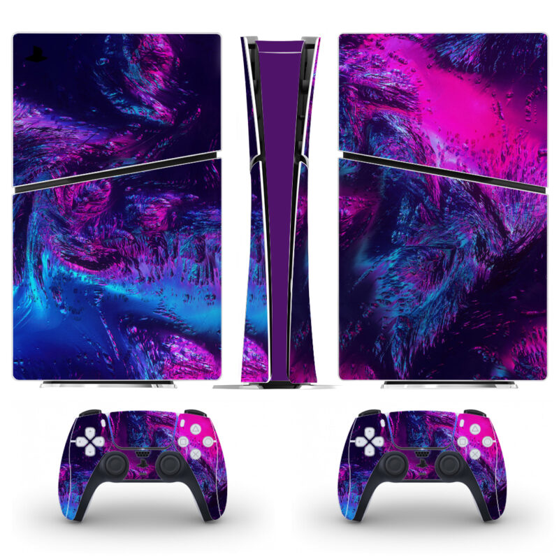 Abstract Blue Pink Digital Art PS5 Slim Skin Sticker