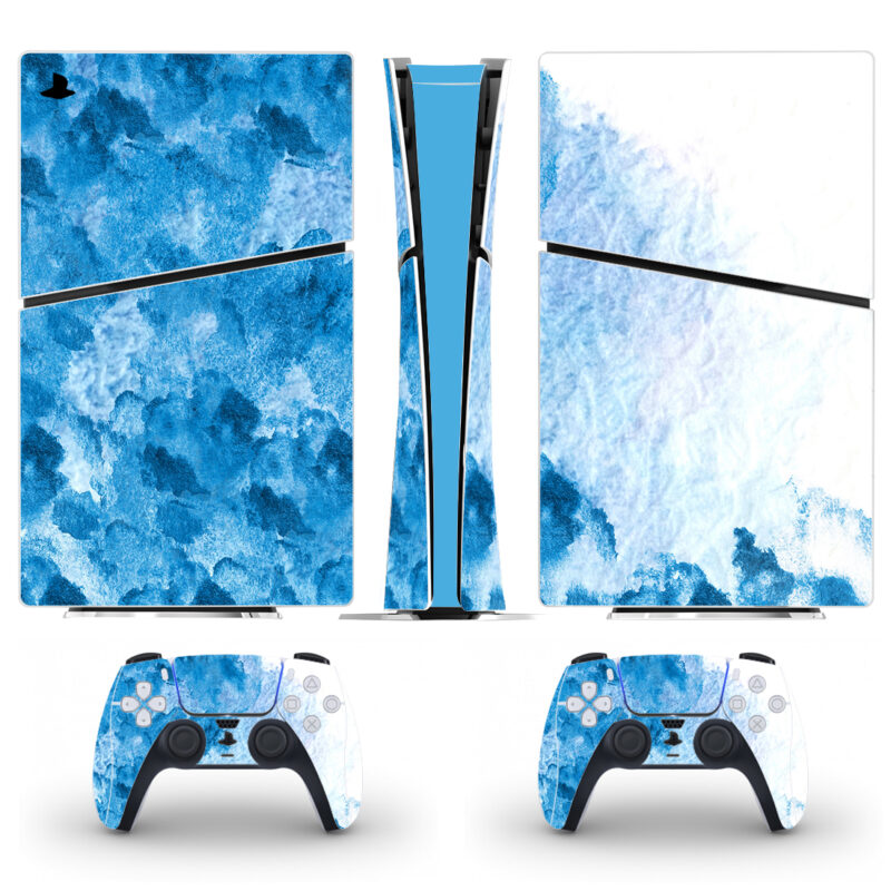 Abstract Blue Watercolor Painting PS5 Slim Skin Sticker Decal