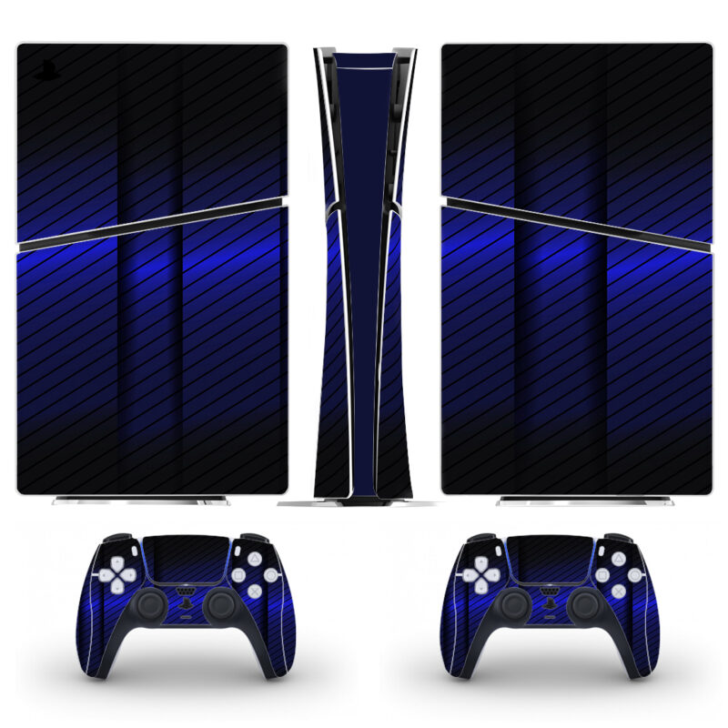 Abstract Blue Gradient Lines PS5 Slim Skin Sticker