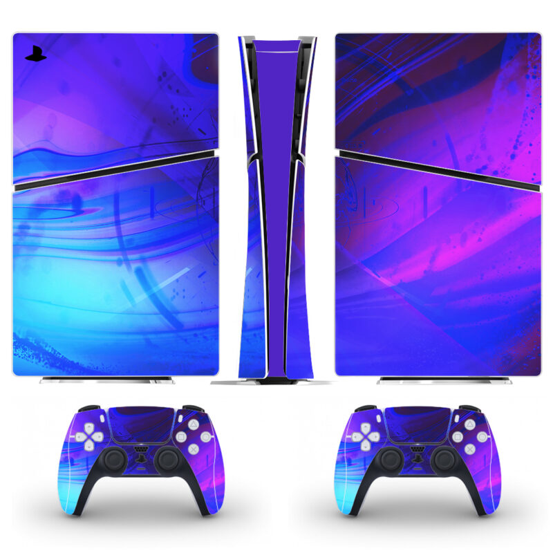 Blue Lines Glare Abstraction PS5 Slim Skin Sticker