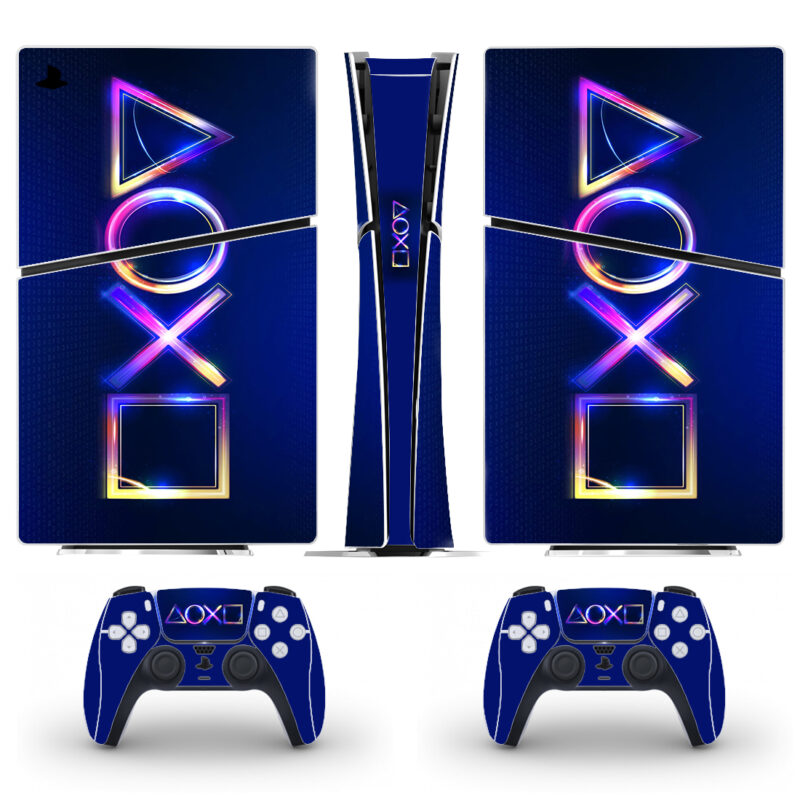 Neon Playstation Icon PS5 Slim Skin Sticker