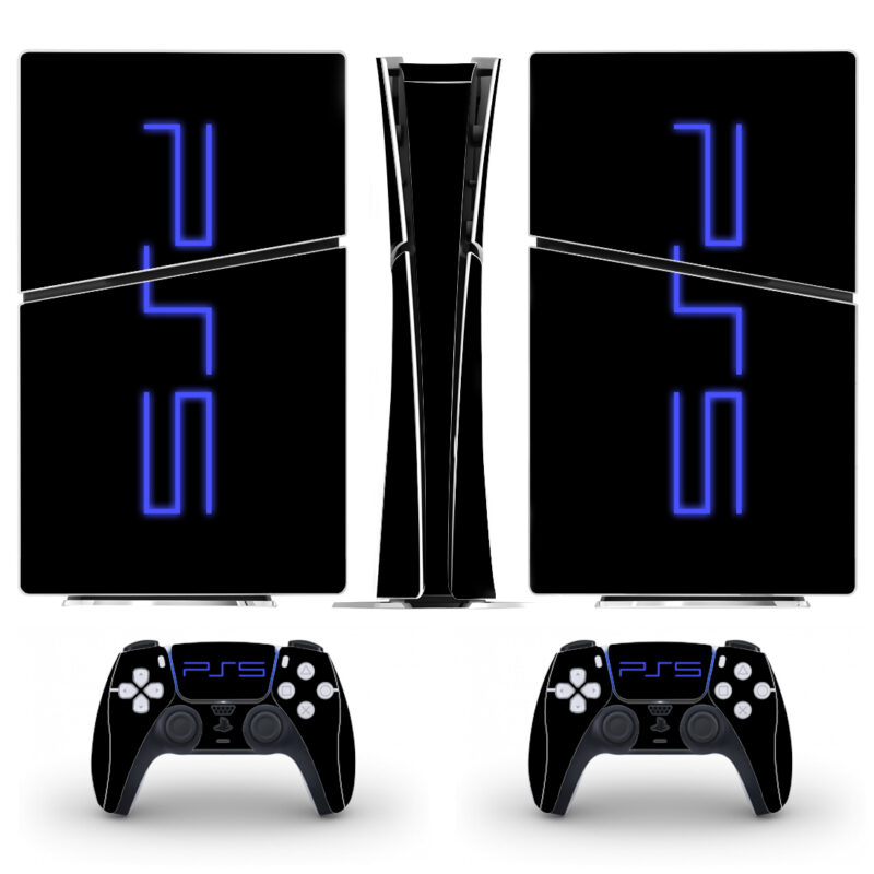 Blue Neon PS5 Slim Skin Sticker