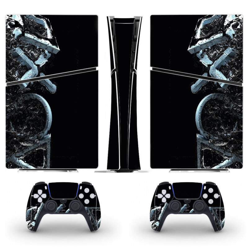 Blue And Black Playstation Icons PS5 Slim Skin Sticker