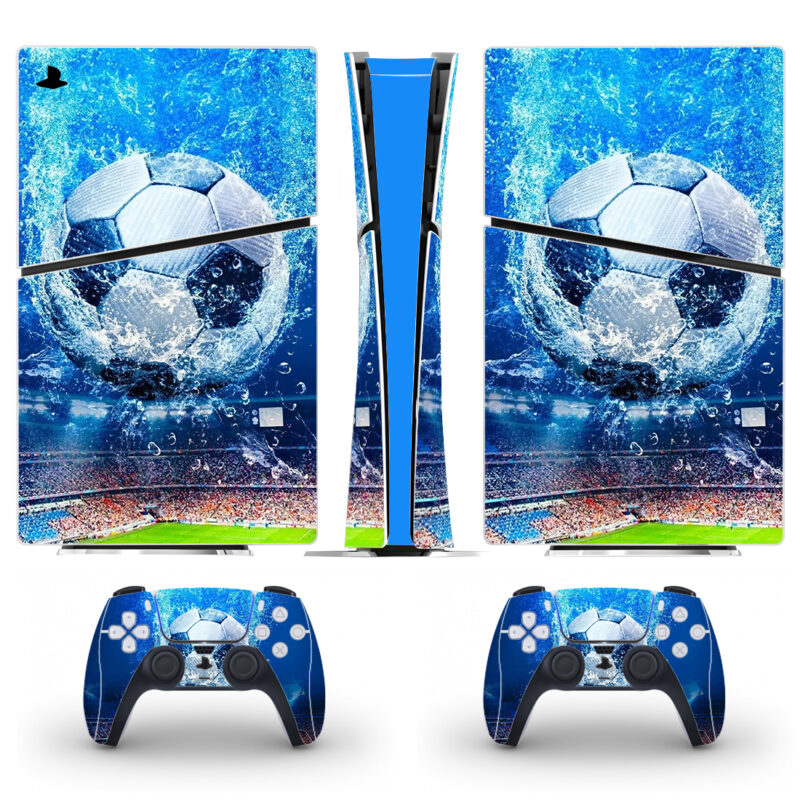 Soccer Ball Water Splash PS5 Slim Skin Sticker