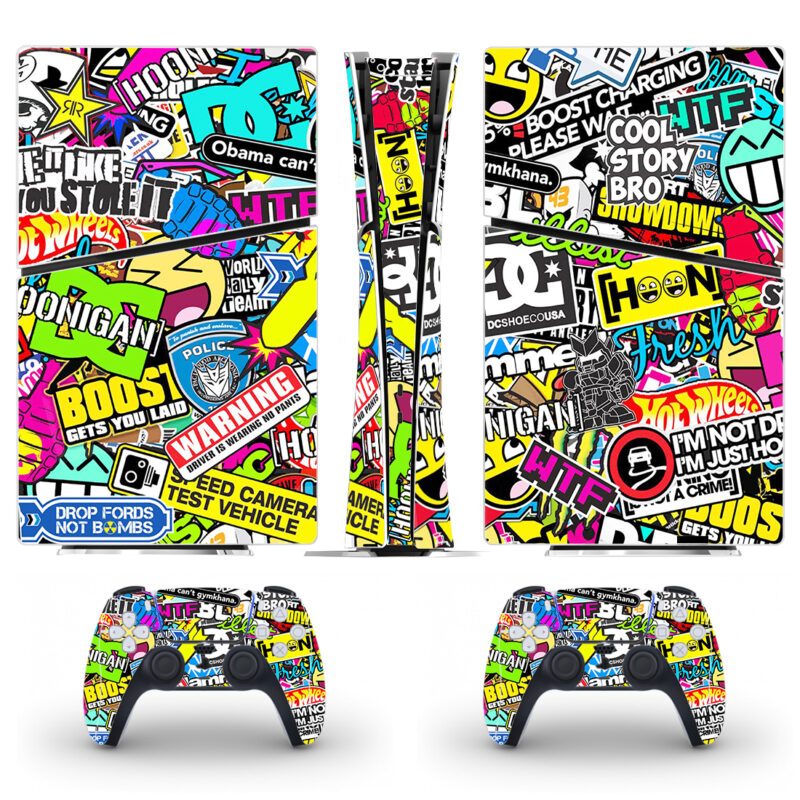 Sticker Bomb PS5 Slim Skin Sticker Decal