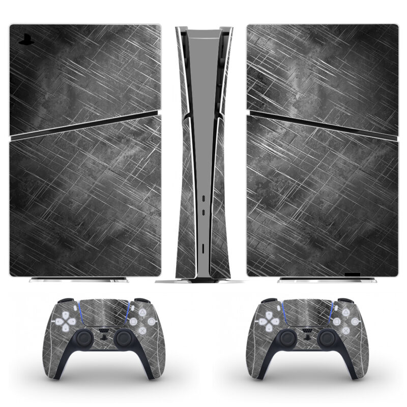 Metal Texture With Scratches PS5 Slim Skin Sticker