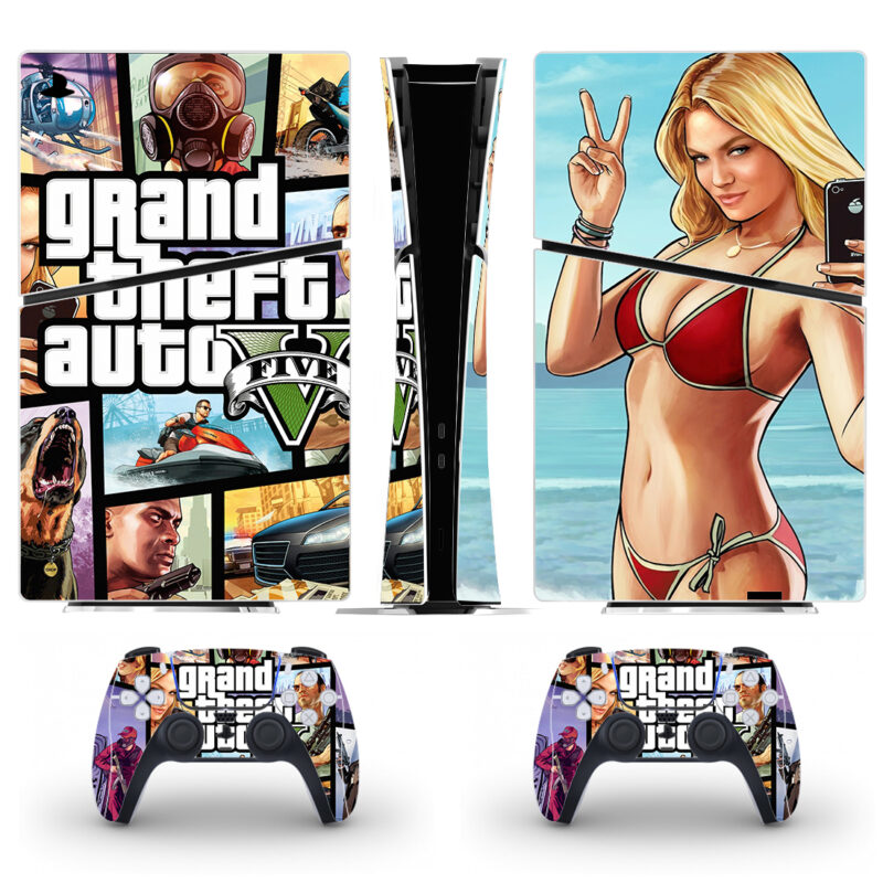 Grand Theft Auto V Game PS5 Slim Skin Sticker Decal Design 1