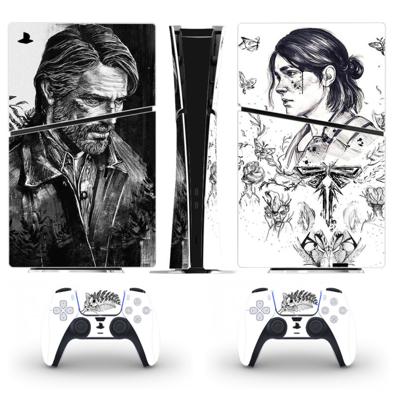 The Last Of Us Joel And Ellie Sketch PS5 Slim Skin Sticker