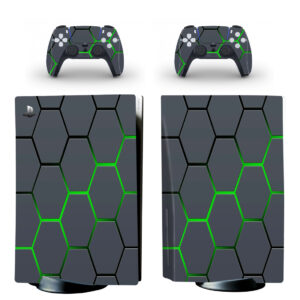 Gray And Green Hexagon Pattern PS5 Skin Sticker Decal