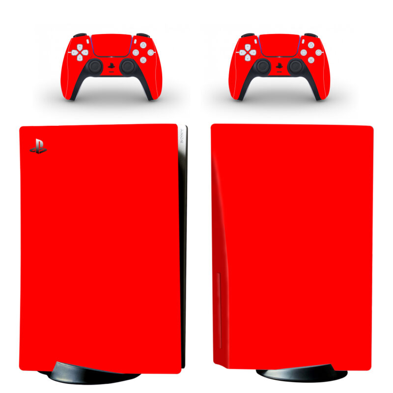 Red Color PS5 Skin Sticker Decal