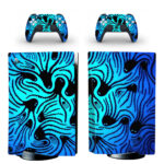 Abstract Black Octopus On Blue Pattern PS5 Skin Sticker Decal
