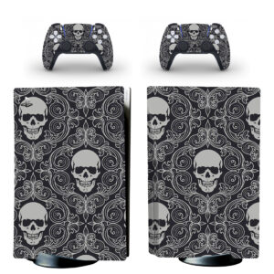 Black And Gray Skull Pattern PS5 Skin Sticker Decal