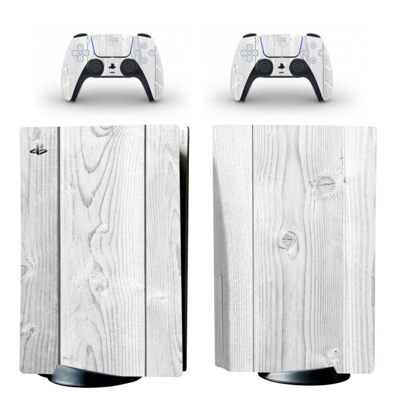 White Wood Plank Texture PS5 Skin Sticker Decal