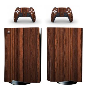 Dark Brown Wood Grain Pattern PS5 Skin Sticker Decal