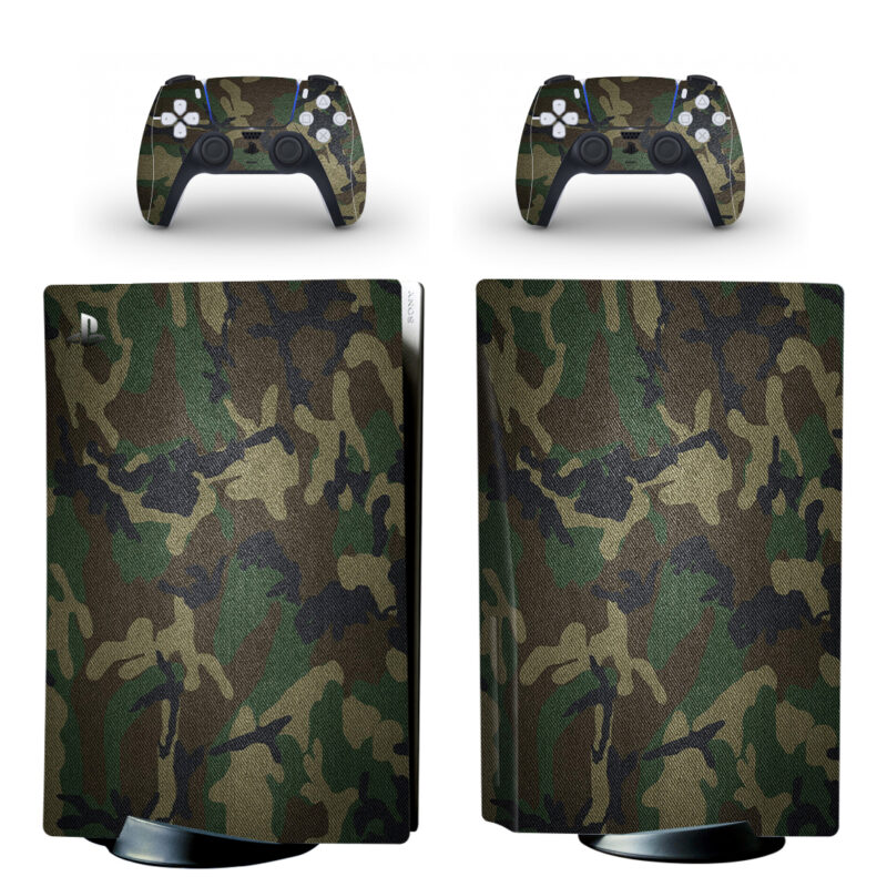 Army Green Fabric Camouflage Pattern PS5 Skin Sticker Decal