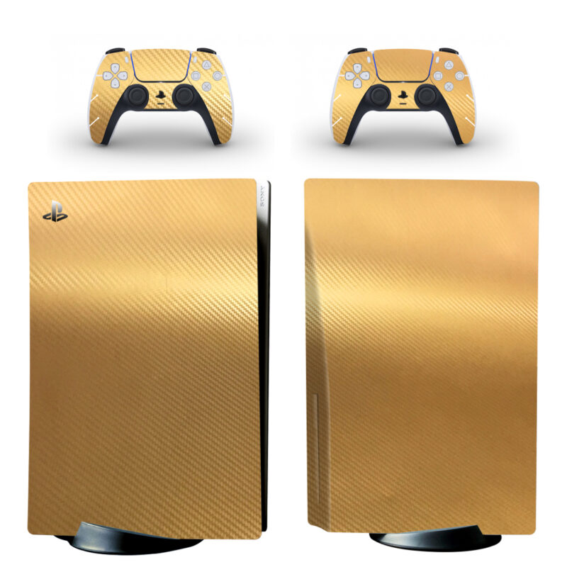 Gold Color Carbon Fiber Texture PS5 Skin Sticker Decal