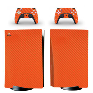 Orange Color Carbon Fiber Texture PS5 Skin Sticker Decal