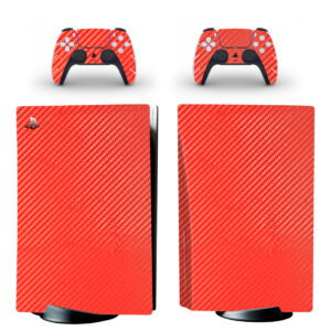 Red Color Carbon Fiber Texture PS5 Skin Sticker Decal