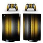 Abstract Yellow Stripe Lines On Black PS5 Skin Sticker Decal