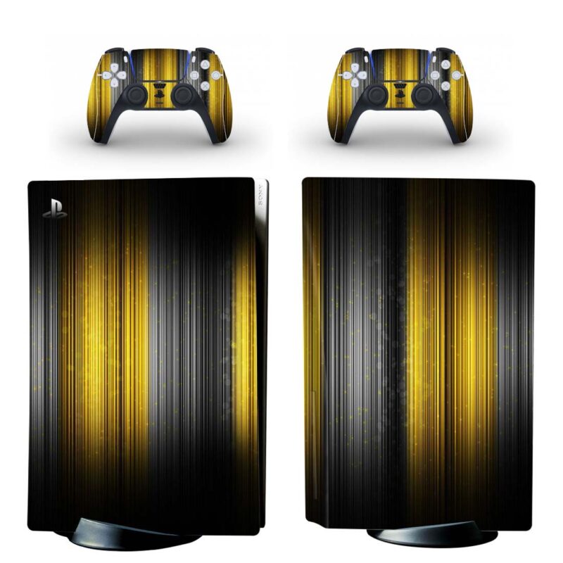 Abstract Yellow Stripe Lines On Black PS5 Skin Sticker Decal