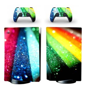 Rainbow Color Glitter Pattern PS5 Skin Sticker Decal