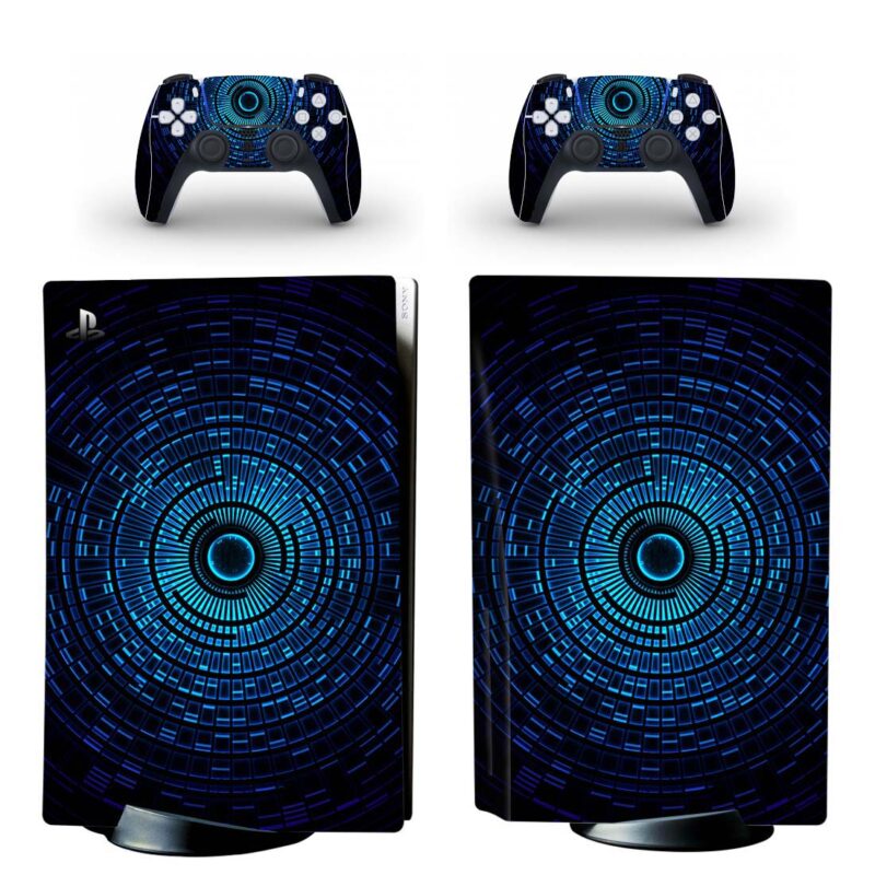 Blue Tunnel Digital Abstract PS5 Skin Sticker Decal