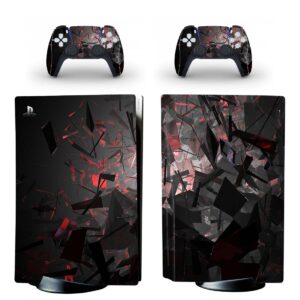 Abstract Black Red Shards PS5 Skin Sticker Decal