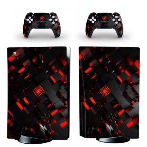 3D Red And Black Cubes Aesthetic Pattern PS5 Skin Sticker Decal