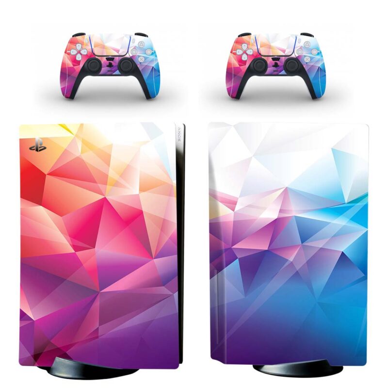 Colorful Polygon Pattern PS5 Skin Sticker And Controllers