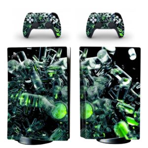 Abstract Dynamic Green Bottles Explosion PS5 Skin Sticker Decal