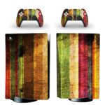 Rainbow Color Old Wood Stripes Pattern PS5 Skin Sticker Decal