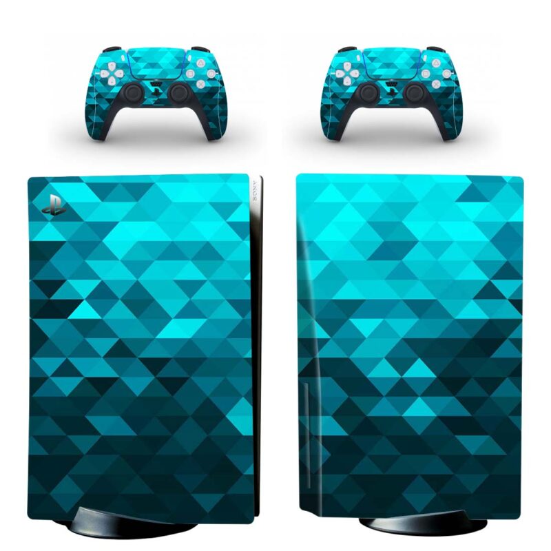 Abstract Blue Triangle Pattern PS5 Skin Sticker Decal