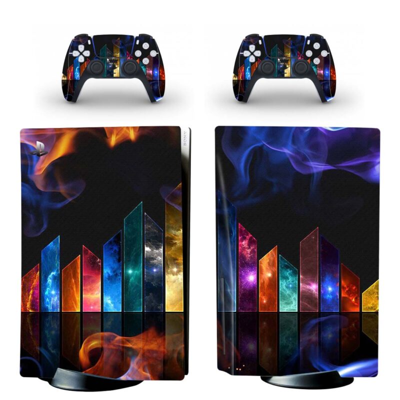 Abstract Multicolor Smoke And Glass Shards Space PS5 Skin Sticker Decal