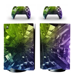 3D Crystal Green And Purple Geometric Pattern PS5 Skin Sticker Decal