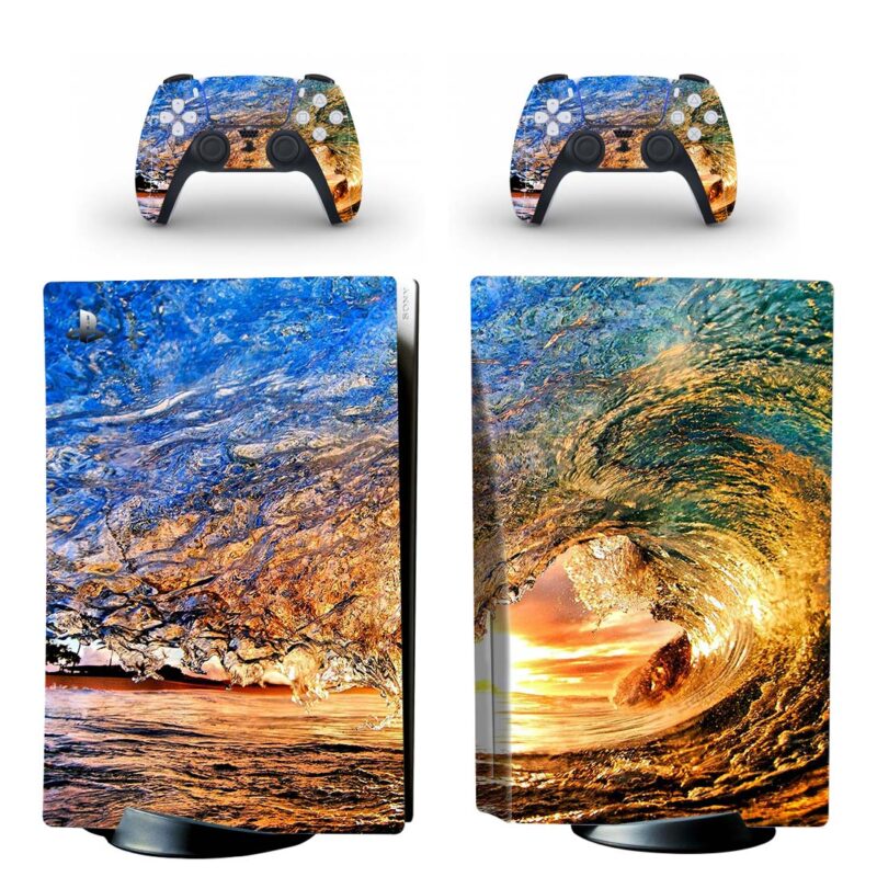 Beautiful Sunlight On Ocean Waves PS5 Skin Sticker Decal