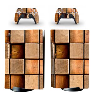 3D Wooden Cube Blocks Pattern PS5 Skin Sticker Decal