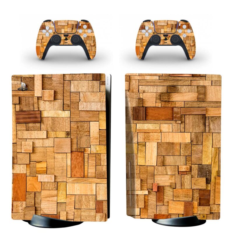 Mosaic Wooden Plank Texture PS5 Skin Sticker Decal