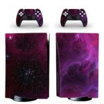 Pink With Red Stars Galaxy Space PS5 Skin Sticker Decal